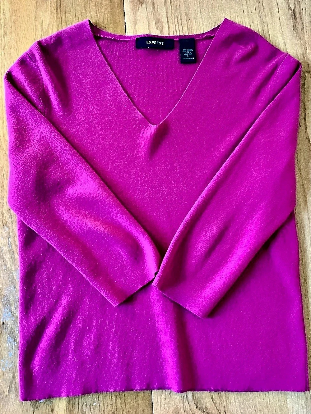 Express Pink V-Neck Long Sleeve Sweater